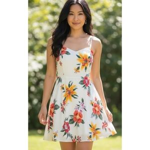 Old Navy Sleeveless Fit & Flare Cami Floral Dress White Size M